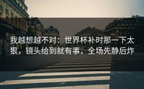 我越想越不对：世界杯补时那一下太狠，镜头给到就有事，全场先静后炸