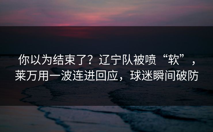 你以为结束了？辽宁队被喷“软”，莱万用一波连进回应，球迷瞬间破防  第1张