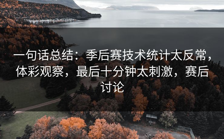 一句话总结：季后赛技术统计太反常，体彩观察，最后十分钟太刺激，赛后讨论  第1张