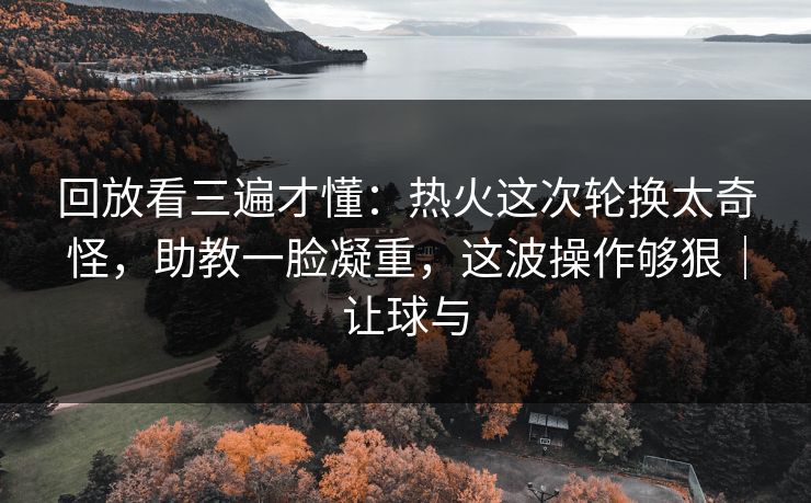 回放看三遍才懂：热火这次轮换太奇怪，助教一脸凝重，这波操作够狠｜让球与  第1张