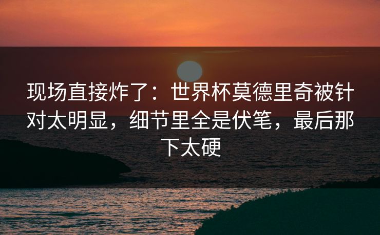 现场直接炸了：世界杯莫德里奇被针对太明显，细节里全是伏笔，最后那下太硬  第1张