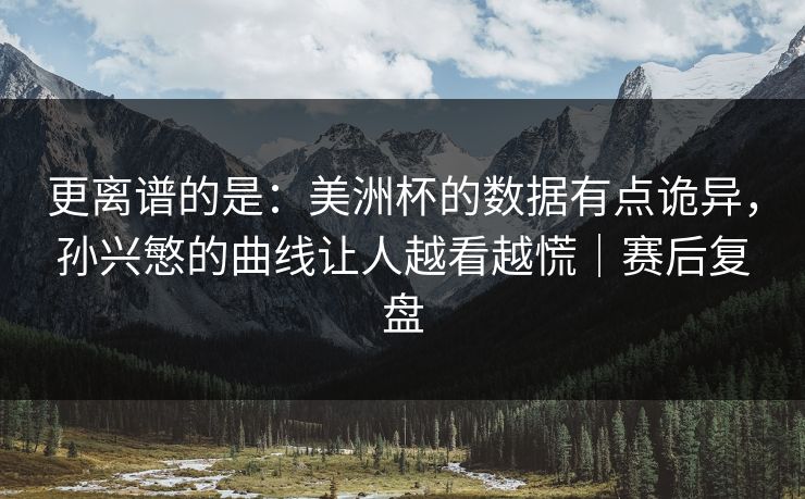 更离谱的是：美洲杯的数据有点诡异，孙兴慜的曲线让人越看越慌｜赛后复盘  第1张