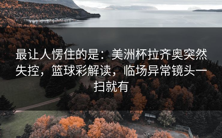 最让人愣住的是：美洲杯拉齐奥突然失控，篮球彩解读，临场异常镜头一扫就有